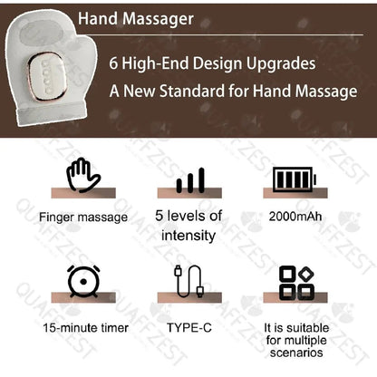 Electric Hand Massager with Airbag Compress Carpal Tunnel Wrist Finger Massagers Portable Vibrating Gloves Kneading Rollers by All Mart Bristol Ltd