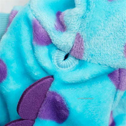 Pet Clothing Dog Cat Autumn and Winter Thickened Warm Blue Dinosaur Hooded Coat Puppy Costume for Small Medium Dogs