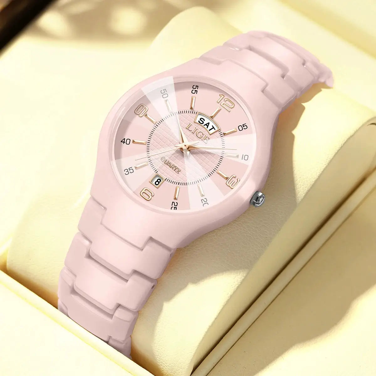 LIGE Fashion Elegant Women's Wristwatch Luxury Ceramics Strap Auto Date Week Waterproof Small Dial Quartz Watches for Woman Gift by All Mart Bristol Ltd