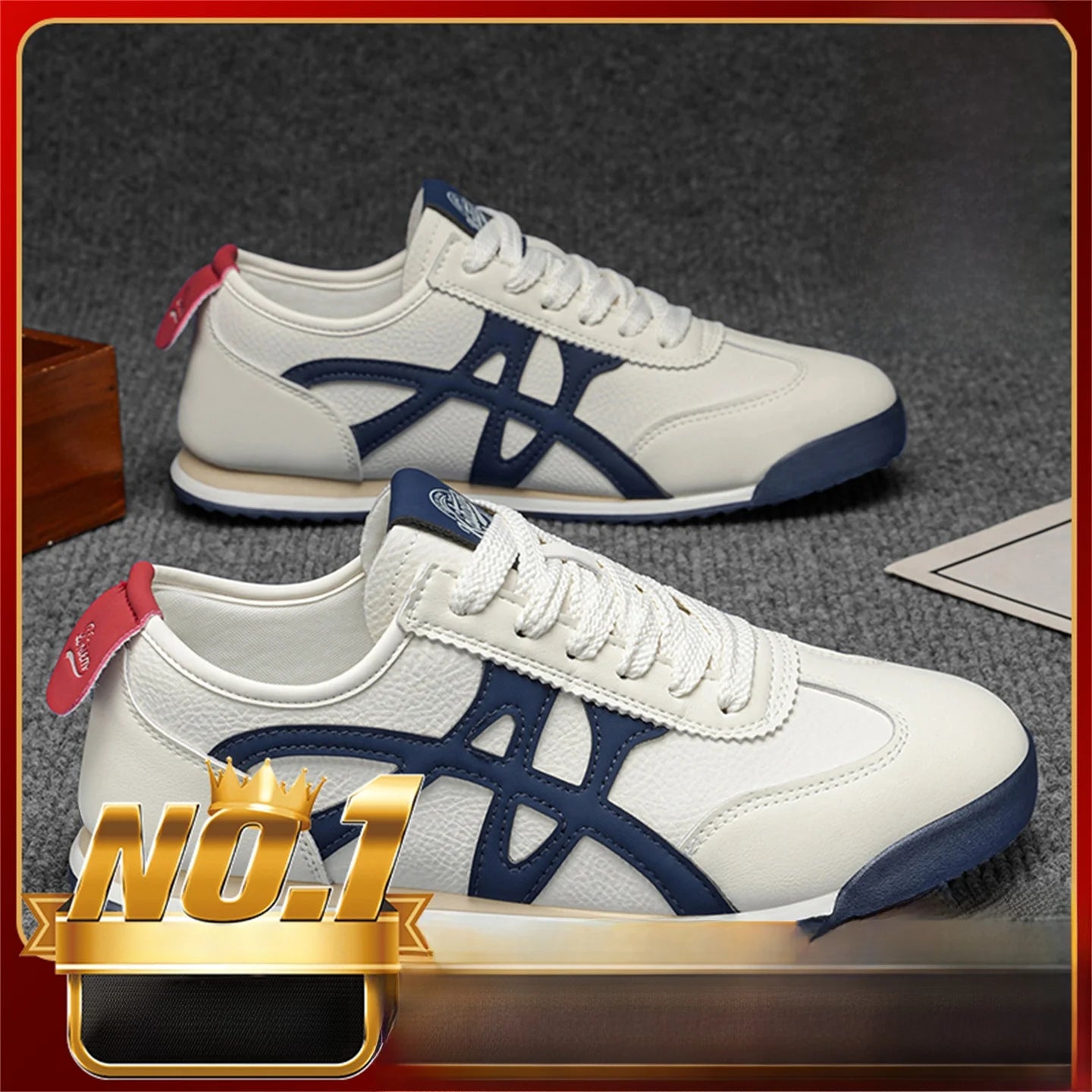Pu'er Agan Men's Shoes Casual Flat Leather Dequn Shoes Spring 2026 New Trend Brand High-End Sensation White Sneakers by All Mart Bristol Ltd
