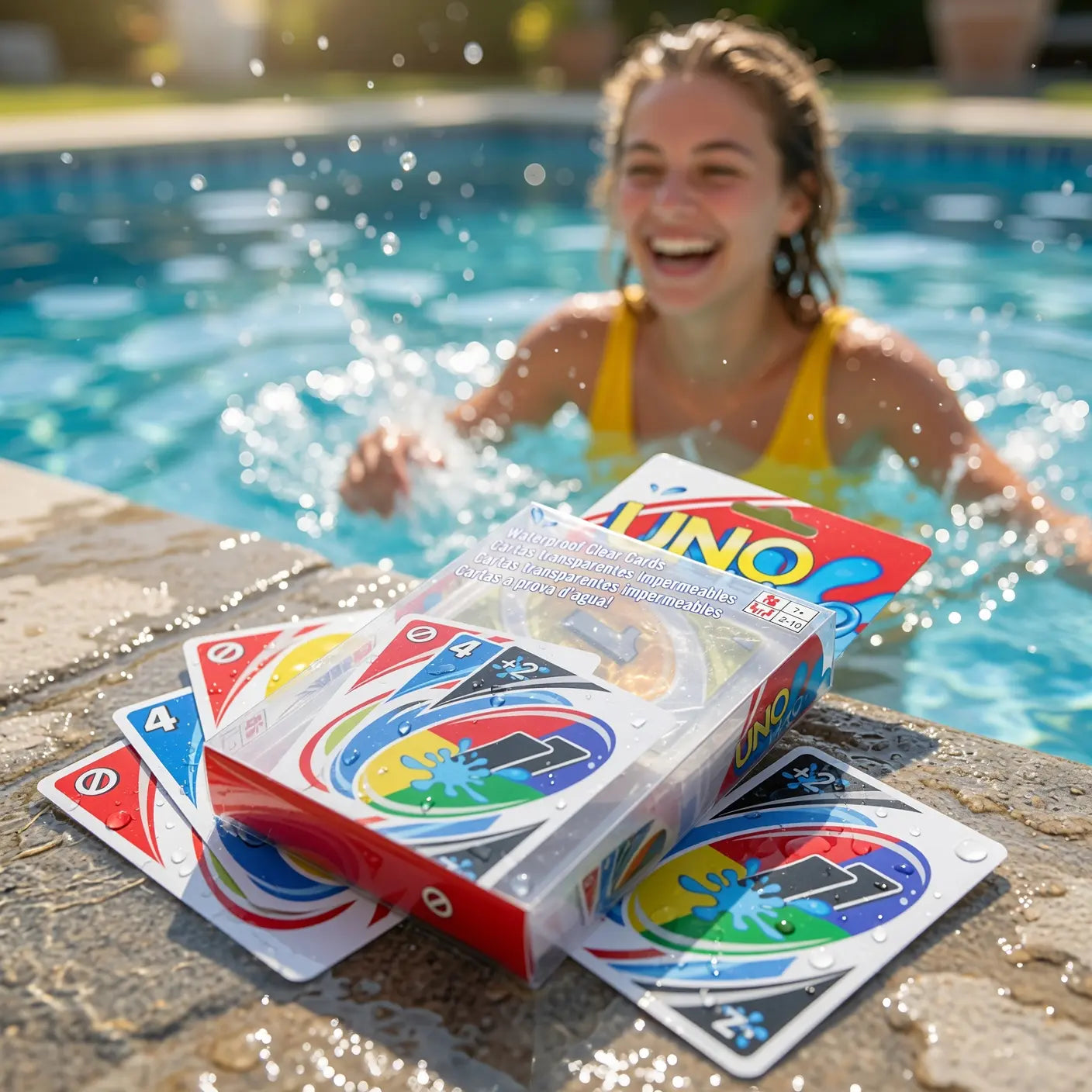 Card Games - Waterproof Clear UNO Plastic Playing Cards - for Swimming Pool, Beach Party, Camping & Travel - Fun Summer Gift for Family, Kids & Friends - 1 Deck Classic Set
