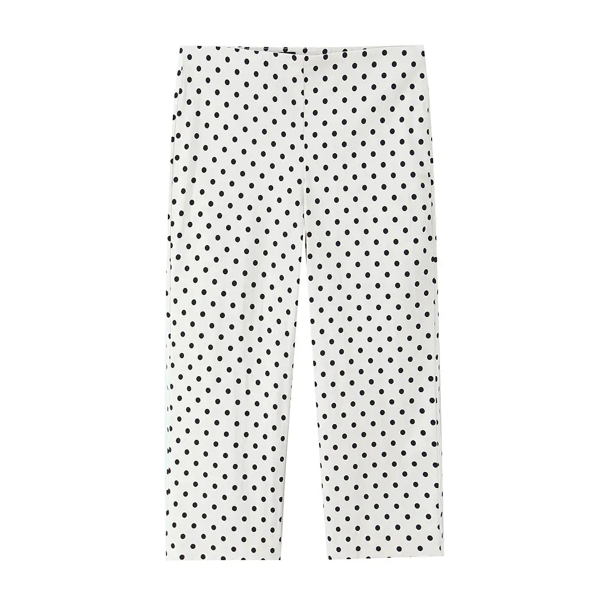 Elegant Chic Fitted Polka Dot 2 Piece Sets for Women Spring New Matching Sets Polka Dot Shirt Jacket with Tie Belt + Capri Pants by All Mart Bristol Ltd