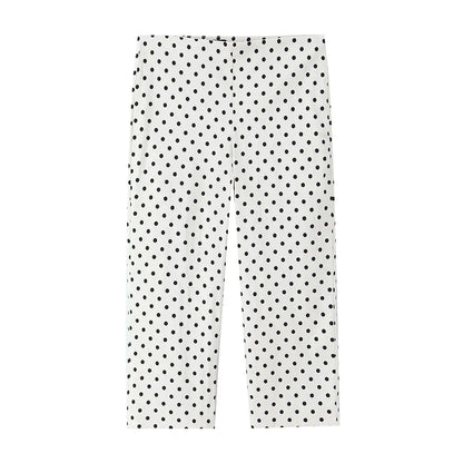Elegant Chic Fitted Polka Dot 2 Piece Sets for Women Spring New Matching Sets Polka Dot Shirt Jacket with Tie Belt + Capri Pants by All Mart Bristol Ltd