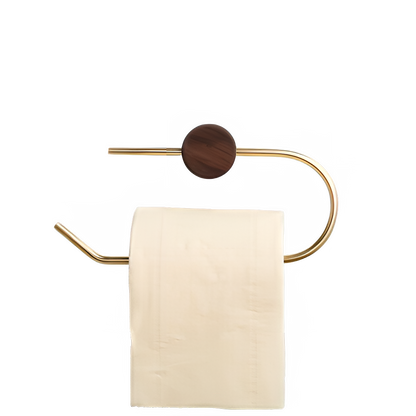 Wood Toilet Paper Holder No Drill Kitchen Storage Brass Towel Hanger Bathroom Accessories Self-Adhesive Wall Mounted Tissue Rack by All Mart Bristol Ltd
