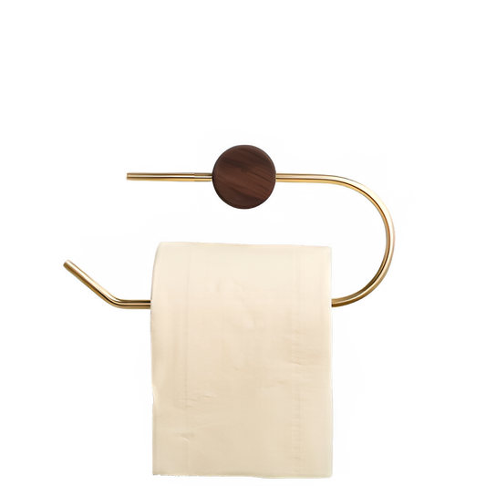 Wood Toilet Paper Holder No Drill Kitchen Storage Brass Towel Hanger Bathroom Accessories Self-Adhesive Wall Mounted Tissue Rack by All Mart Bristol Ltd