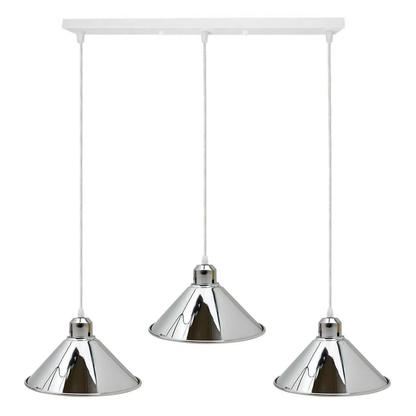 Modern Industrial Chrome 3 Way Ceiling Pendant Light Metal Cone Shape Shade Indoor Hanging Light~1183 by All Mart Bristol Ltd