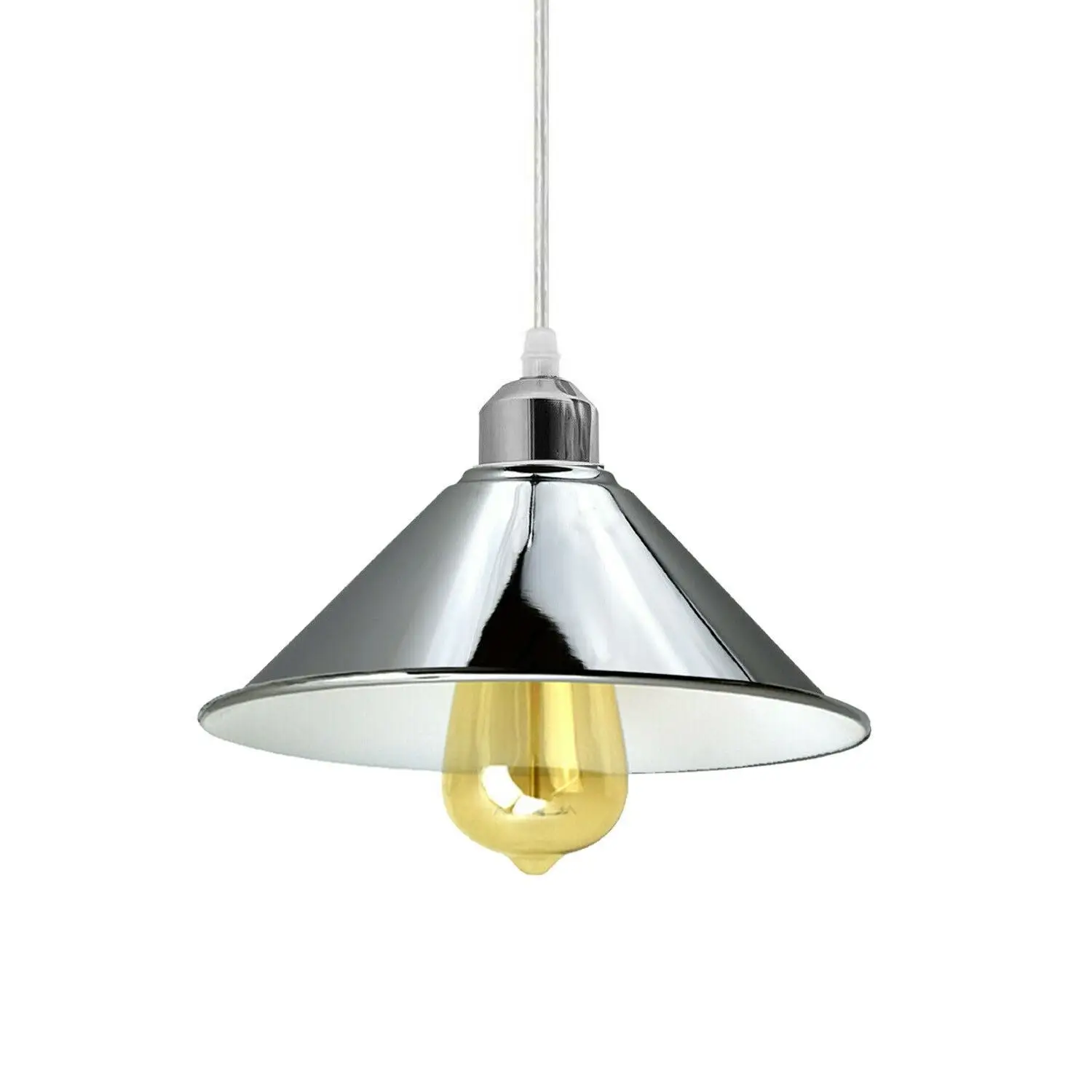 Modern Industrial Chrome 3 Way Ceiling Pendant Light Metal Cone Shape Shade Indoor Hanging Light~1183 by All Mart Bristol Ltd