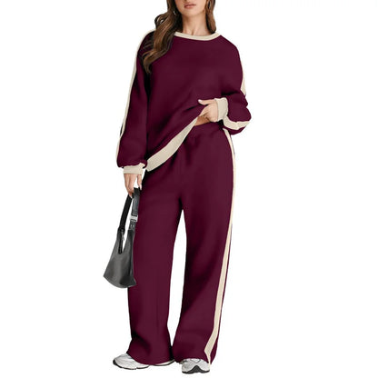 Cross-Border Spring and Autumn Casual Elegant Simple Color-Block Long Sleeve Fashion Loose Commuter Style Base Pullover Sweatshi by All Mart Bristol Ltd