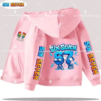Hot Six Seven Children's Zip Up Hoodies Funny 67 Brainrot Zipper Hoody Clothes Kid Girl Boy Baby Casual Fashion Tops Sweatshirts by All Mart Bristol Ltd
