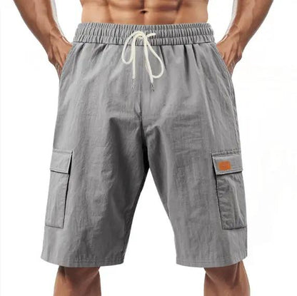 Loose Sports And Leisure Solid Color Linen Drawstring Shorts by Dropshipman