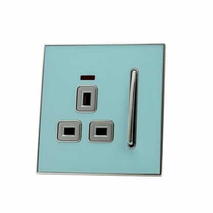 Blue Glossy 13A Plug Socket Satin Gold Insert Screwless UK~2307 by All Mart Bristol Ltd