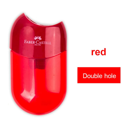 Faber Castell Cute Pencil Sharpener Double Hole with Container Plastic Student School Stationery Mini Manual Pencil Sharpeners by All Mart Bristol Ltd