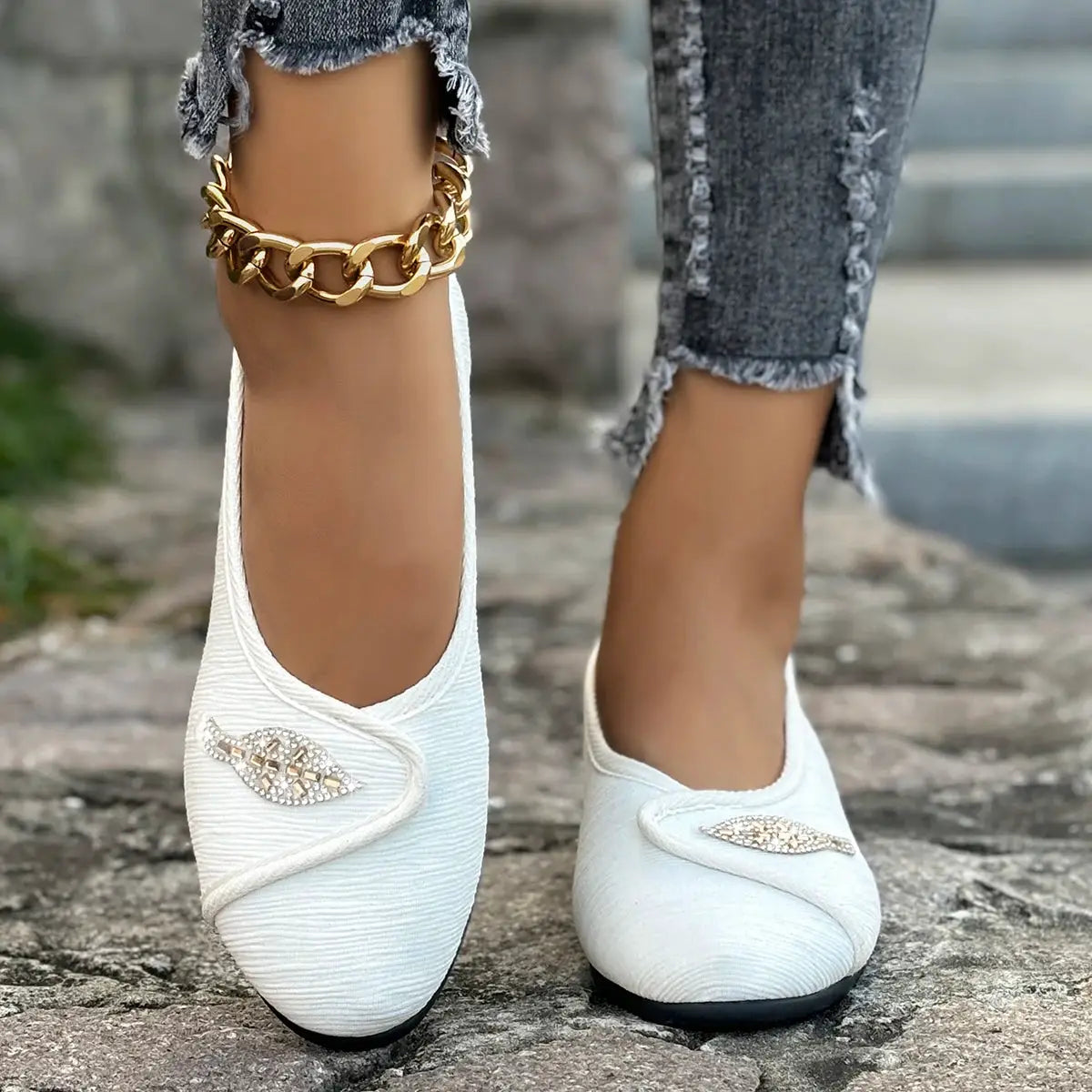 Women's Elegant Rhinestone Flat Shoes 2025 New Vamps Wrap Design Slip-On Casual Shoes Comfortable Walking Flats Plus Size by All Mart Bristol Ltd