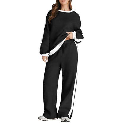 Cross-Border Spring and Autumn Casual Elegant Simple Color-Block Long Sleeve Fashion Loose Commuter Style Base Pullover Sweatshi by All Mart Bristol Ltd