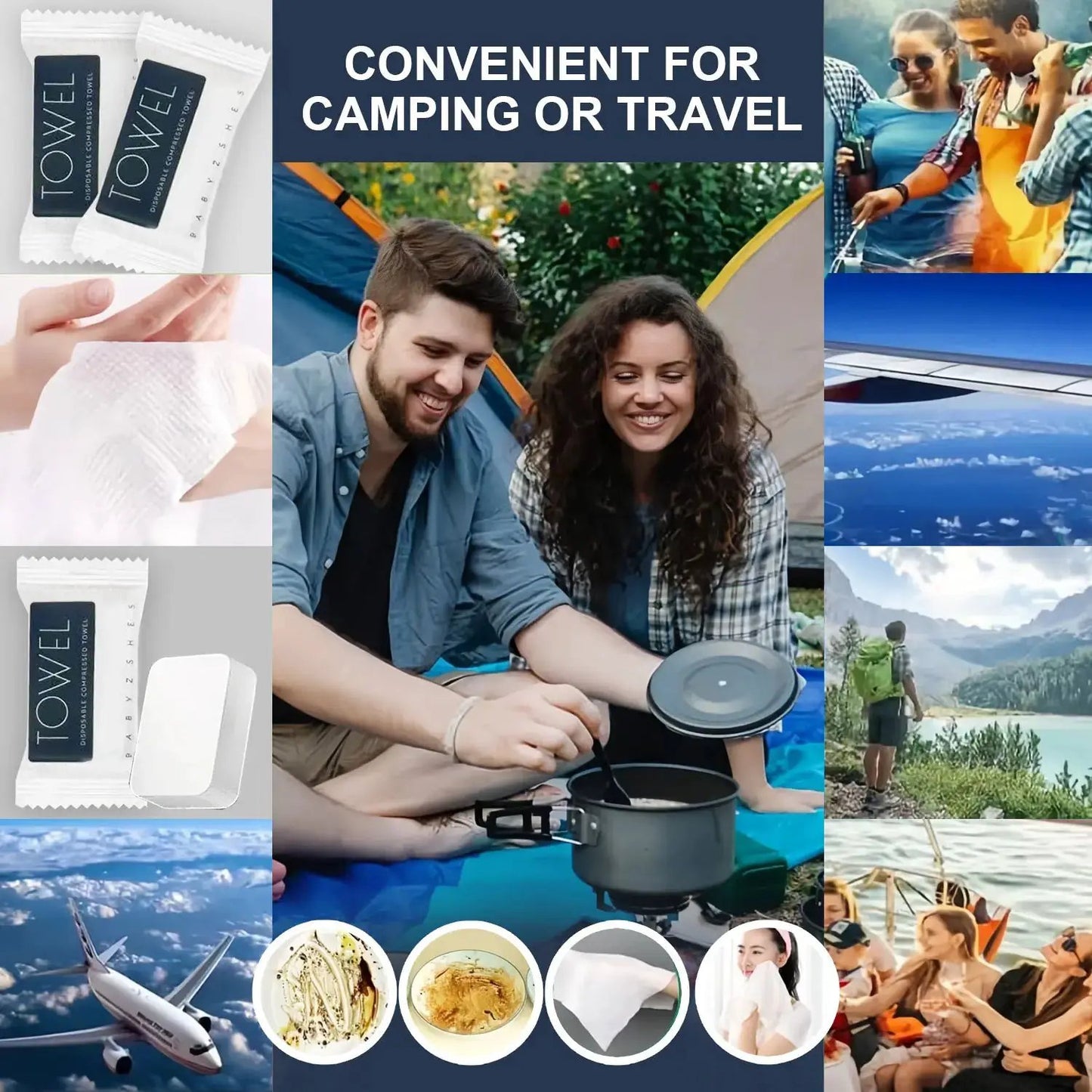 Disposable Compressed Towels 30 Count Portable Travel Towels Expandable Face Towels for Camping Hiking Gym Makeup Removal Individually Compact Tablets by All Mart Bristol Ltd
