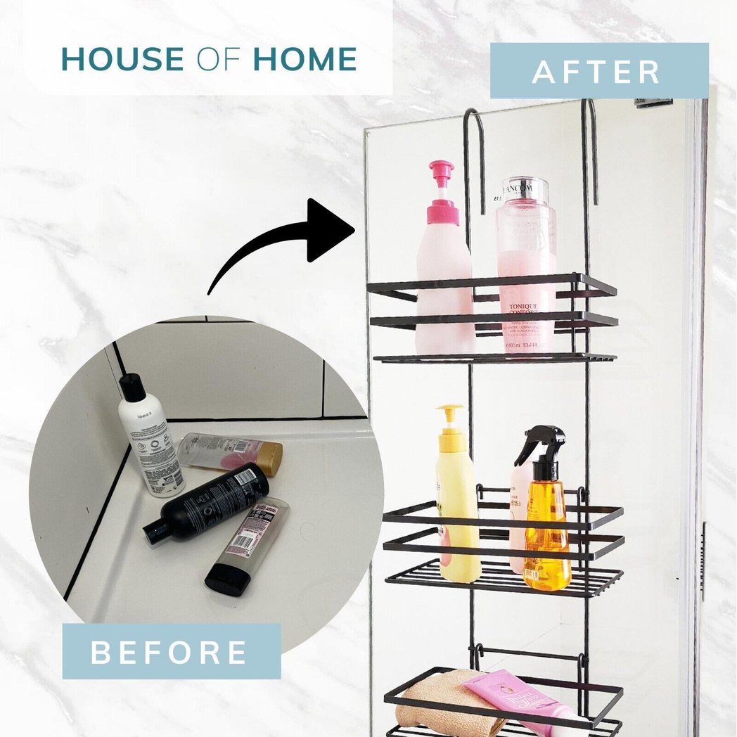 3 Tier Non Rust Hanging Shower Caddy Bathroom Organiser in Black by House Of Home