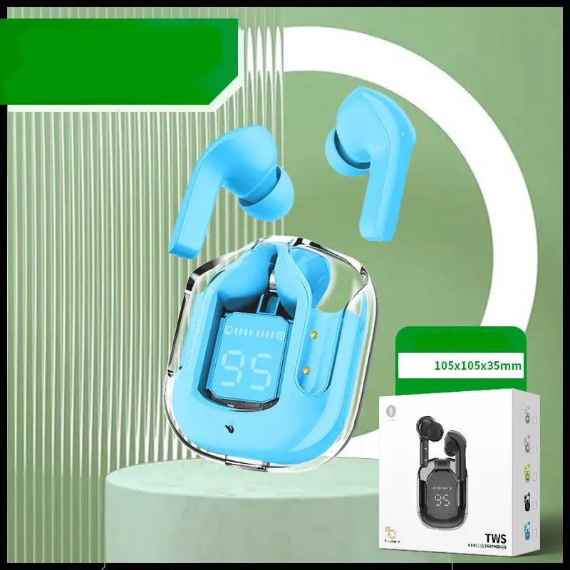 New Mini Transparent Wireless Bluetooth Headset Digital Display ENC Noise Reduction True Wireless Sports Music by Dropshipman