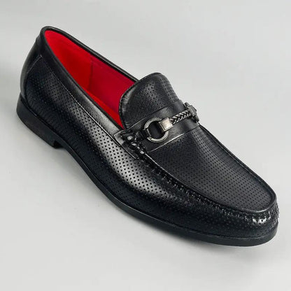 Business-casual Leather Shoes Fashionable Horsebit Buckle Design Summer Hollow-out Style by Dropshipman