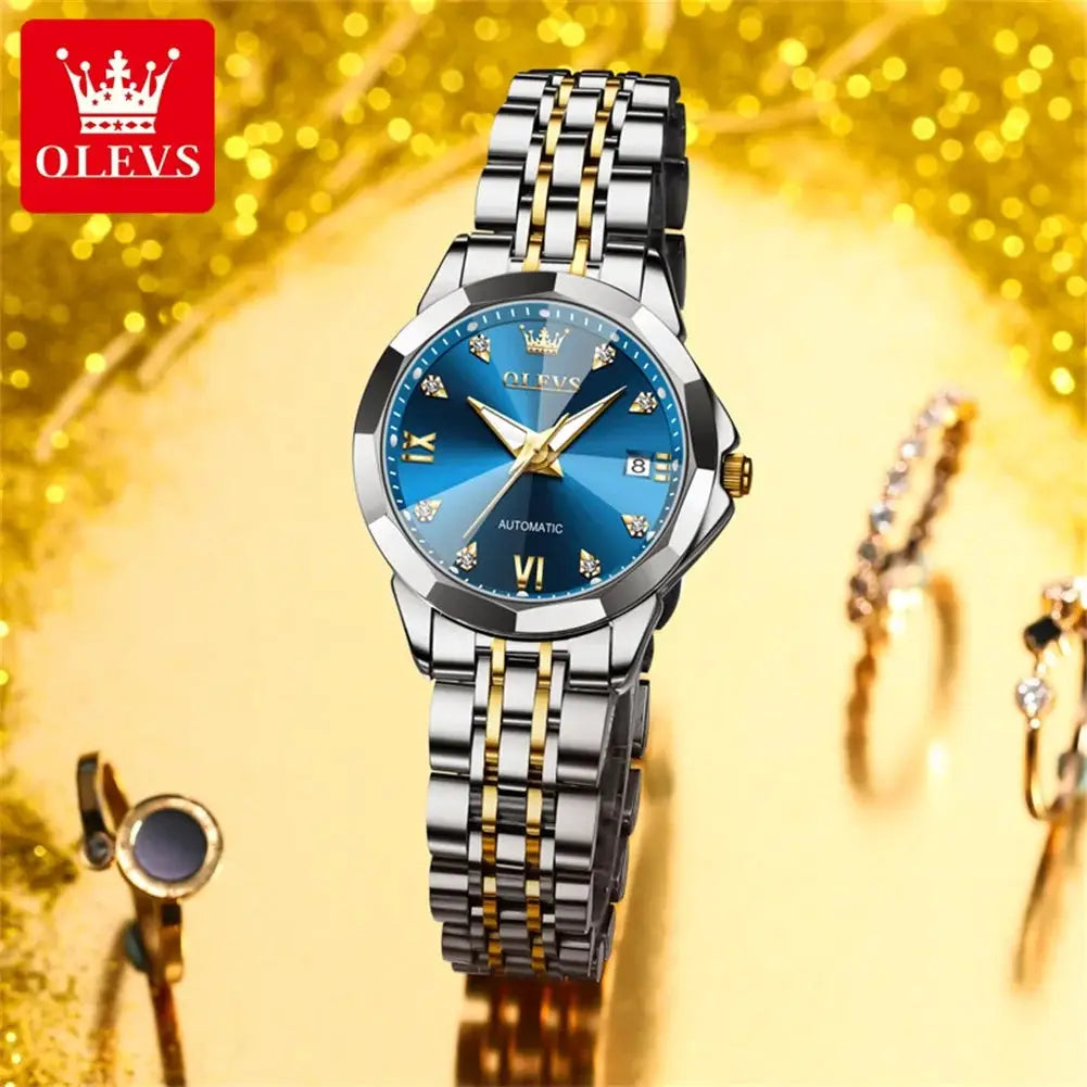 OLEVS Women's Watches Trend Elegant Sparkling Shining Diamond Scale Original Automatic Mechanical Wristwatch for Lady Waterproof by All Mart Bristol Ltd