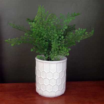 White Honeycomb Speckled Ceramic Planter Plant Pot by Leaf