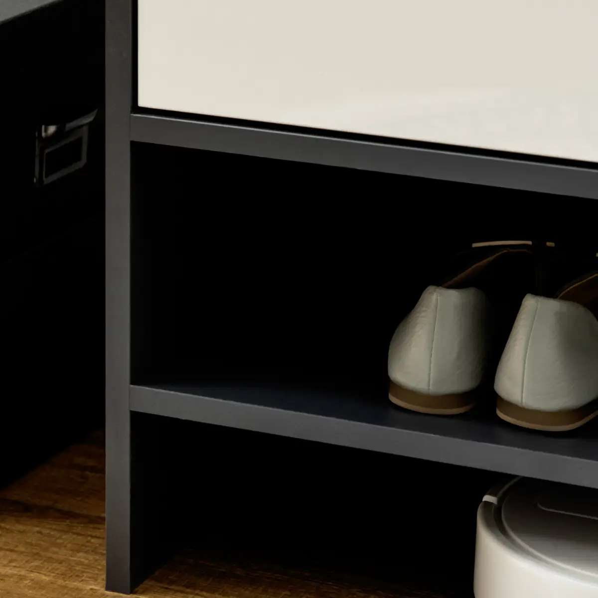 Modern Shoe Cupboard for Hallway with Open Compartment and Adjustable Shelves by Unbranded