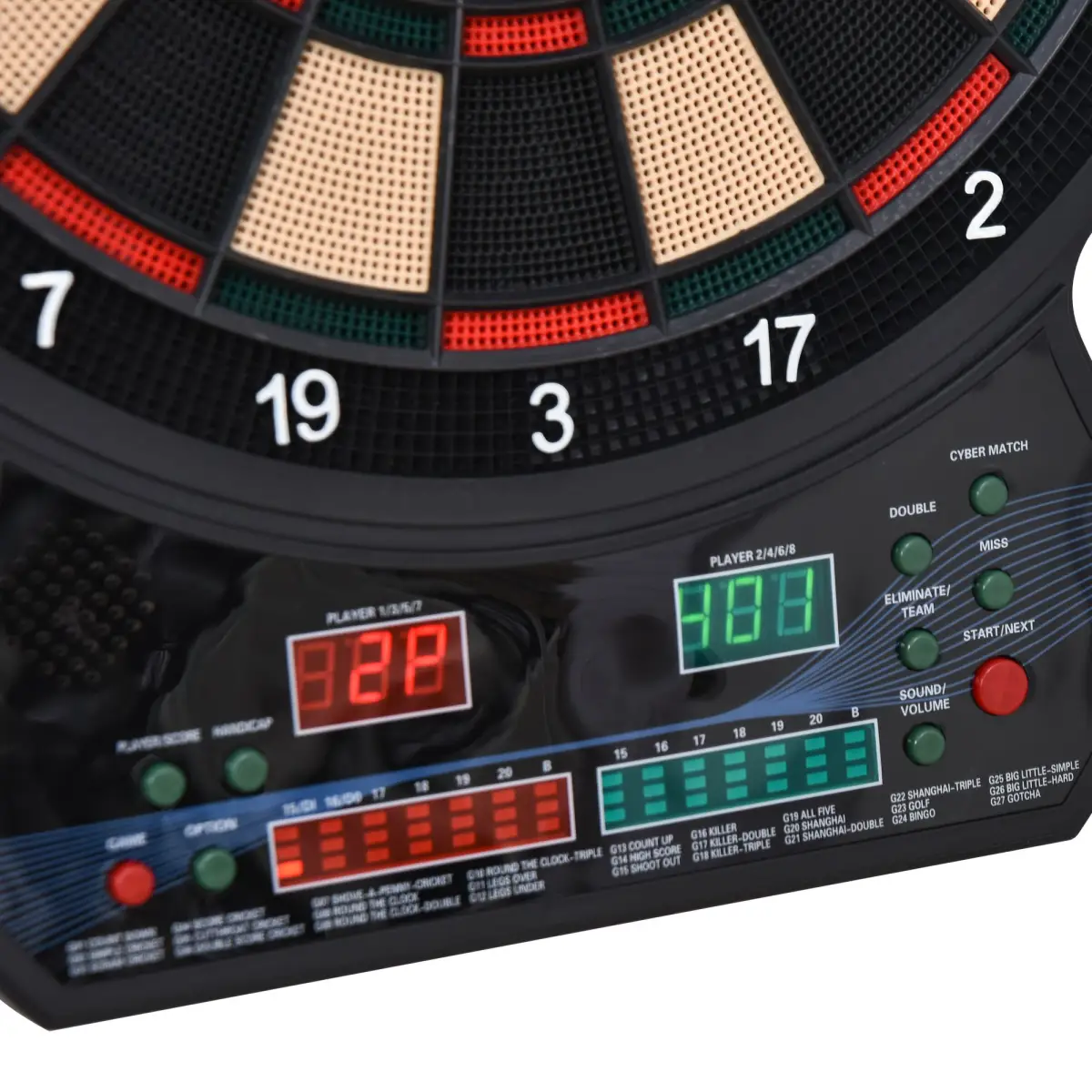 Electronic Dartboard LED Digital Score 27 Games with 12 Soft Darts Ready-to-Play by HOMCOM