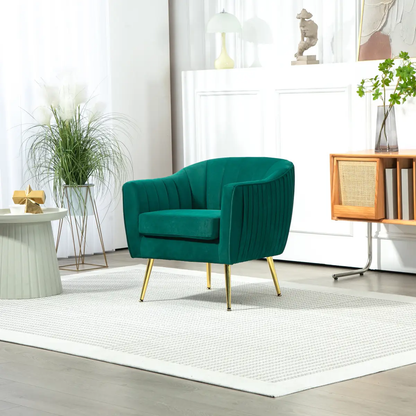 Fabric Single Sofa Arm Chair Upholstered Flocking Wood Leg Living Room Furniture by HOMCOM