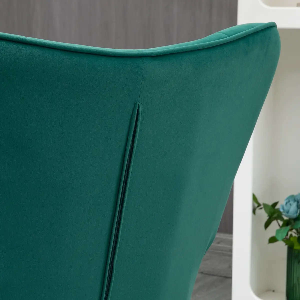 HOMCOM Button Tufted Armchair with Footstool and Gold Tone Steel Legs Dark Green by HOMCOM