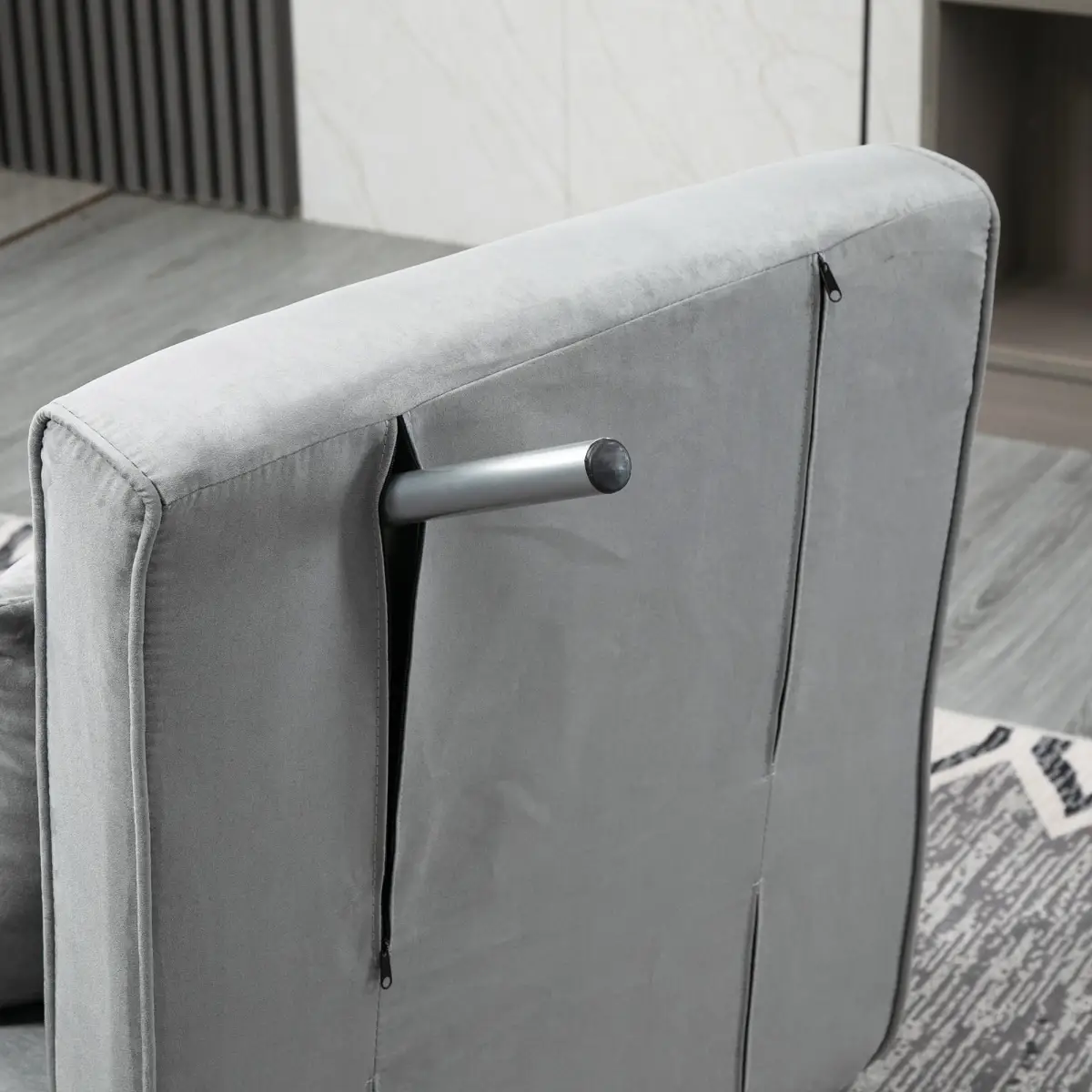 Sofa Bed Foldable Portable Armchair Sleeper Lounge Pillow Light Grey by HOMCOM