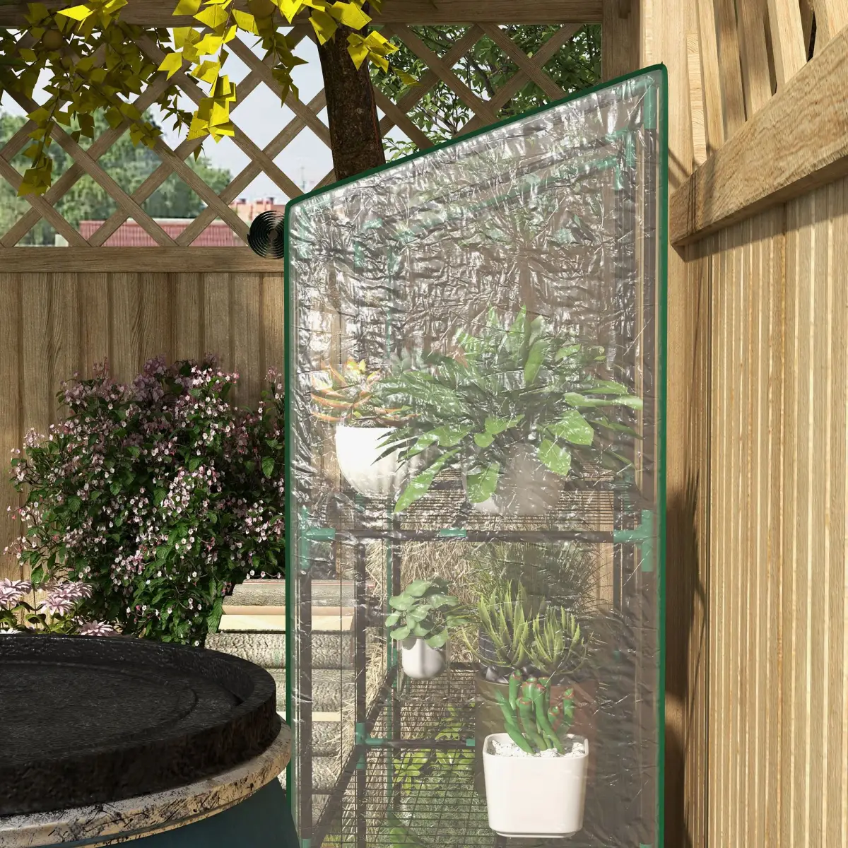 Outsunny Mini Green House with 3 Tier Shelves, 151H x 143W x 46Dcm, Clear by Outsunny