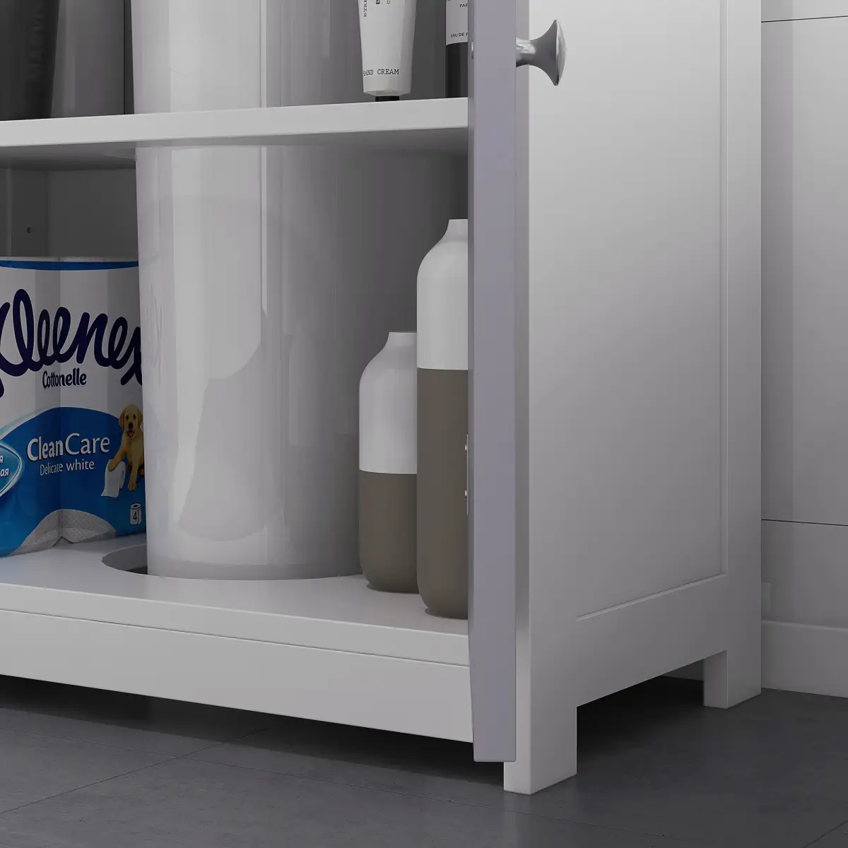 kleankin 60x60cm Under-Sink Storage Cabinet w/ Adjustable Shelf Grey White by Unbranded
