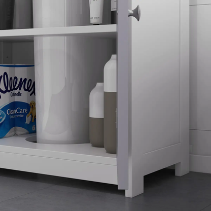 kleankin 60x60cm Under-Sink Storage Cabinet w/ Adjustable Shelf Grey White by Unbranded