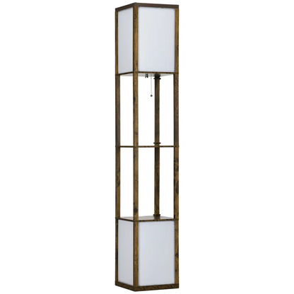 HOMCOM Shelf Floor Lamp with Dual Light, for Living Room, Bedroom, Brown by HOMCOM