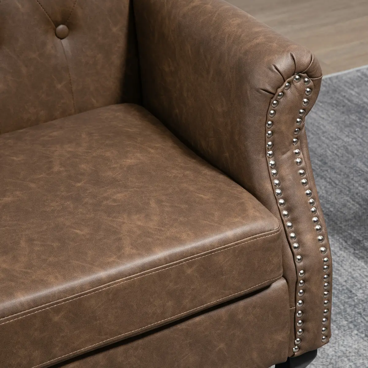 Chesterfield-style Wing Back Armchair Tufted Accent Chair Brown by HOMCOM