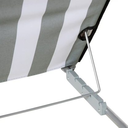 Outsunny 2 Pieces Outdoor Beach Mat Steel Reclining Chair Set w/ Pillow Grey by Outsunny