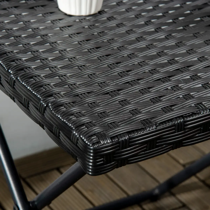 Folding Square Rattan Coffee Table for Bistro Balcony Garden Outdoor Black by Outsunny