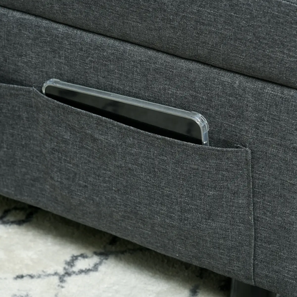 HOMCOM Folding Sofa Bed Adjustable Single Sleeper w/ Pillow Side Pocket, Grey by HOMCOM