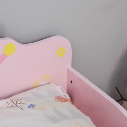 Kids Wooden Princess Crown & Flower Single Bed Safety Side Rails Slats by Homcom
