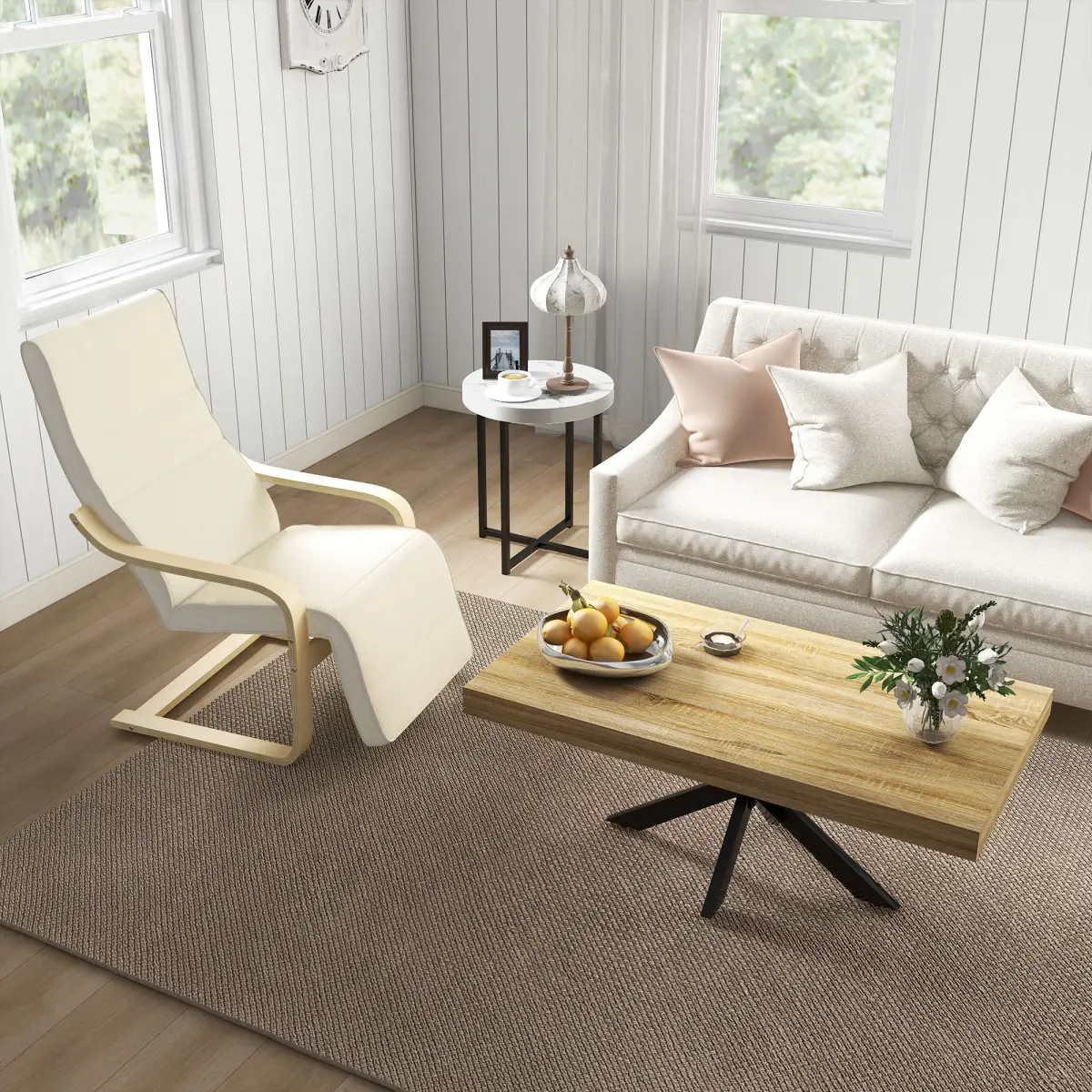Lounge Chair Recliner Adjustable Footrest Home Cream White by HOMCOM
