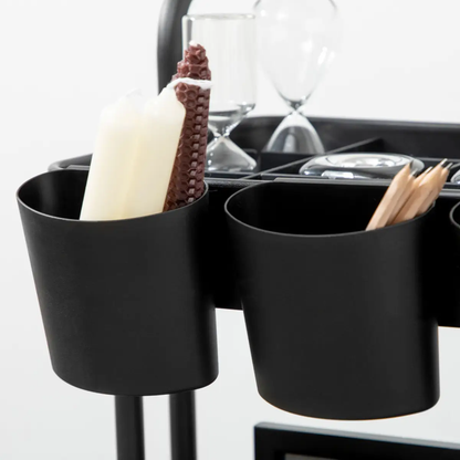 3-Tier Utility Cart, Serving Trolley with Mesh Baskets Removable Boxes, Black by Unbranded