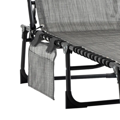 Portable Sun Lounger, Folding Camping Adjustable , Pillow Grey by Outsunny