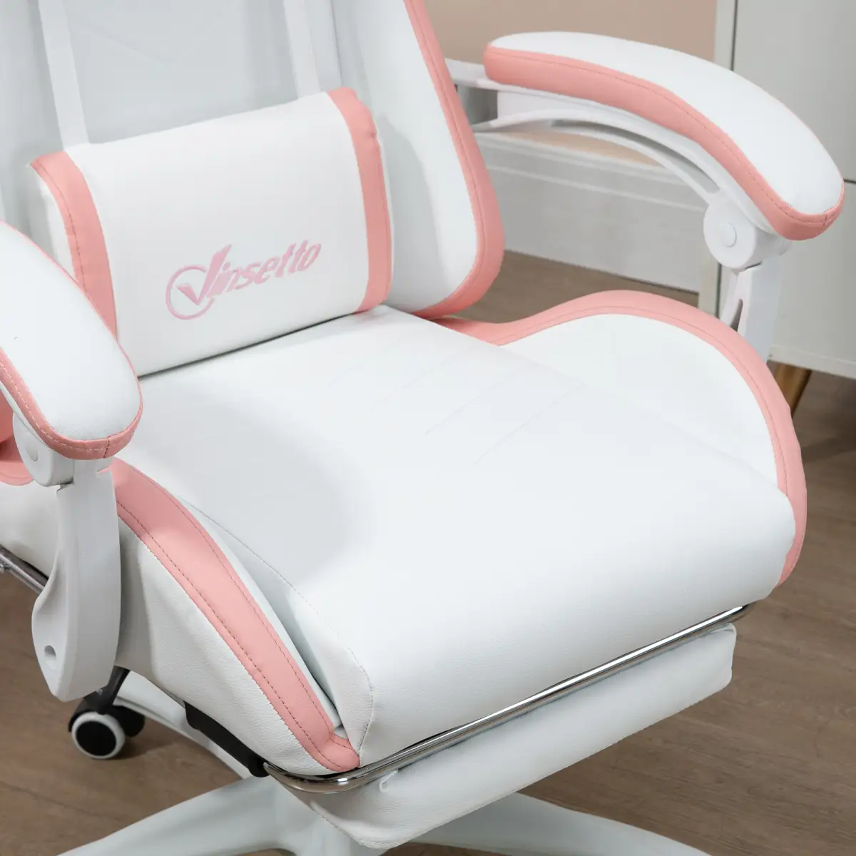 Vinsetto Racing Style Gaming Chair with Reclining Function Footrest, Pink by Vinsetto
