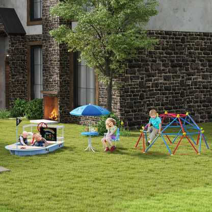 Kids Foldable Four-Piece Garden Set w/ Table, Chairs, Umbrella - Blue by Unbranded