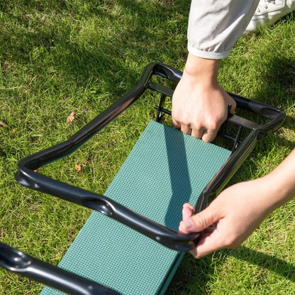 Garden 2 in 1 Kneeler Bench-Green/Black by Outsunny