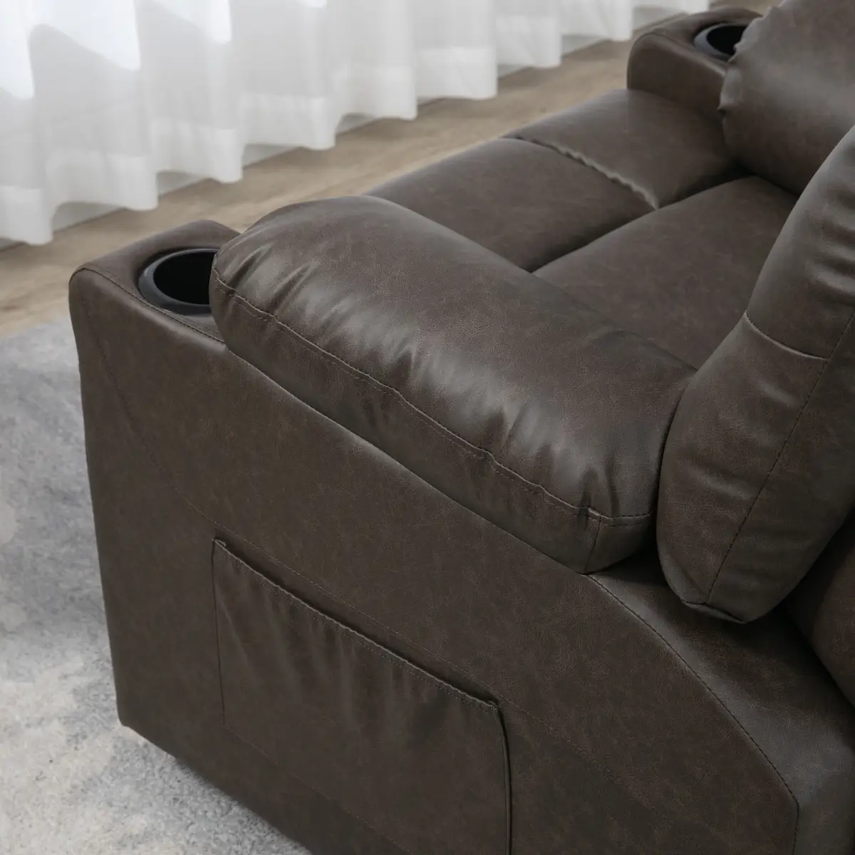 PU Leather Manual Recliner Chair, Recliner Armchair for Living Room, Brown by HOMCOM