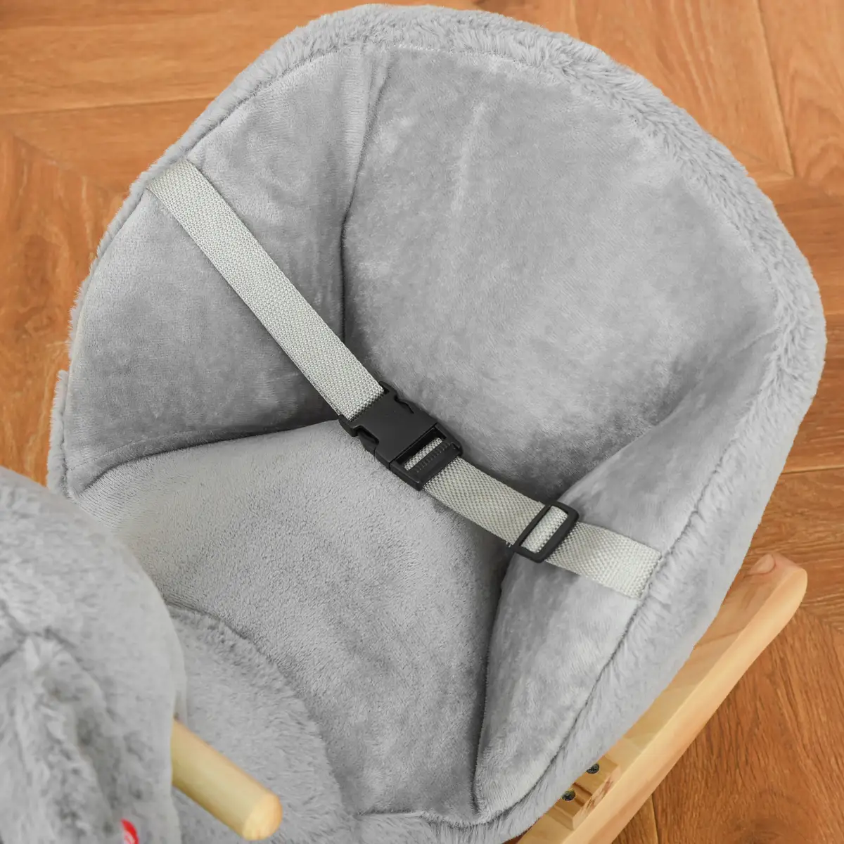Kids Plush Ride-On Rocking Horse Koala-shaped Toy w/ Gloved Doll Grey by HOMCOM