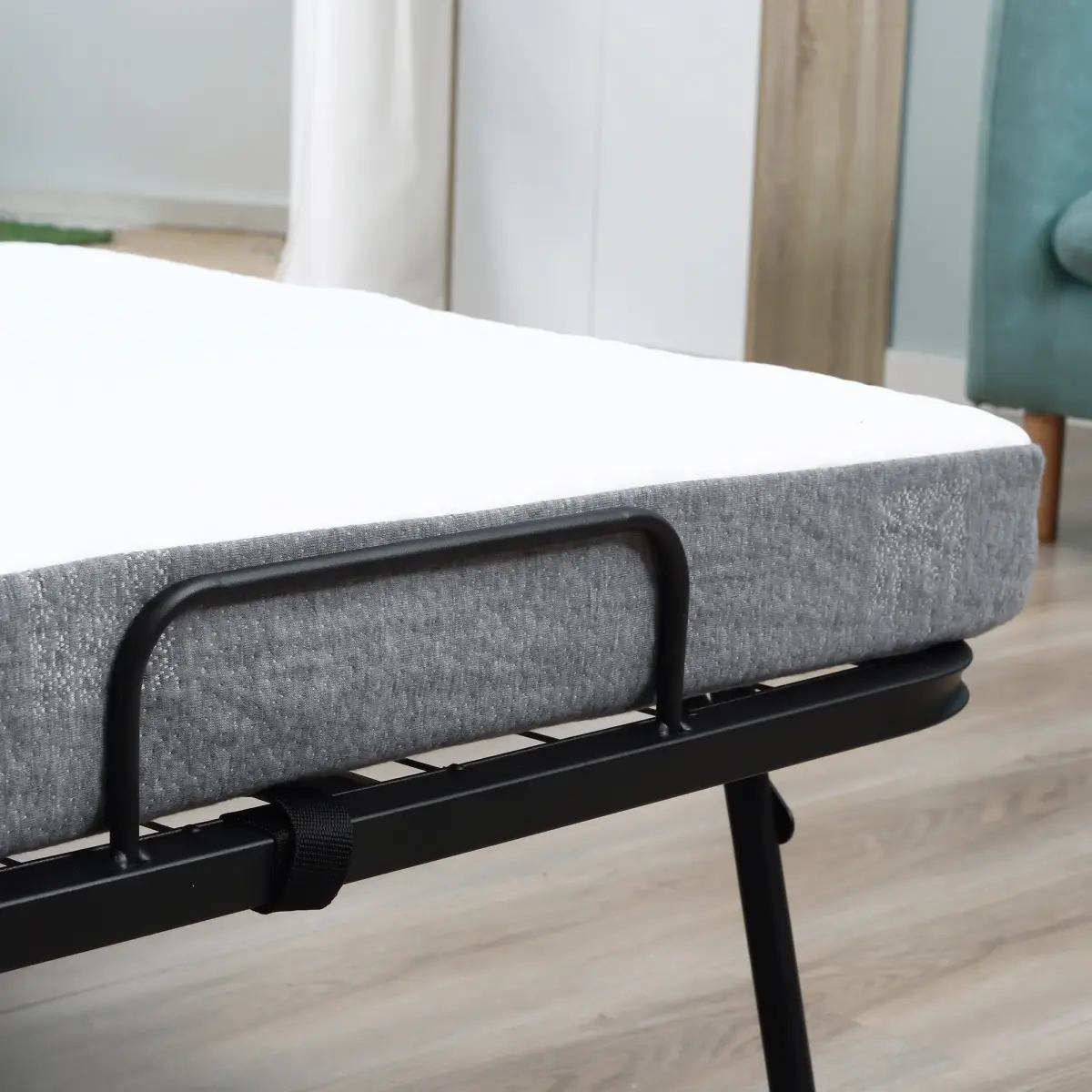 Folding Bed with 10cm Mattress, Portable Foldable Guest Bed Metal Frame by HOMCOM