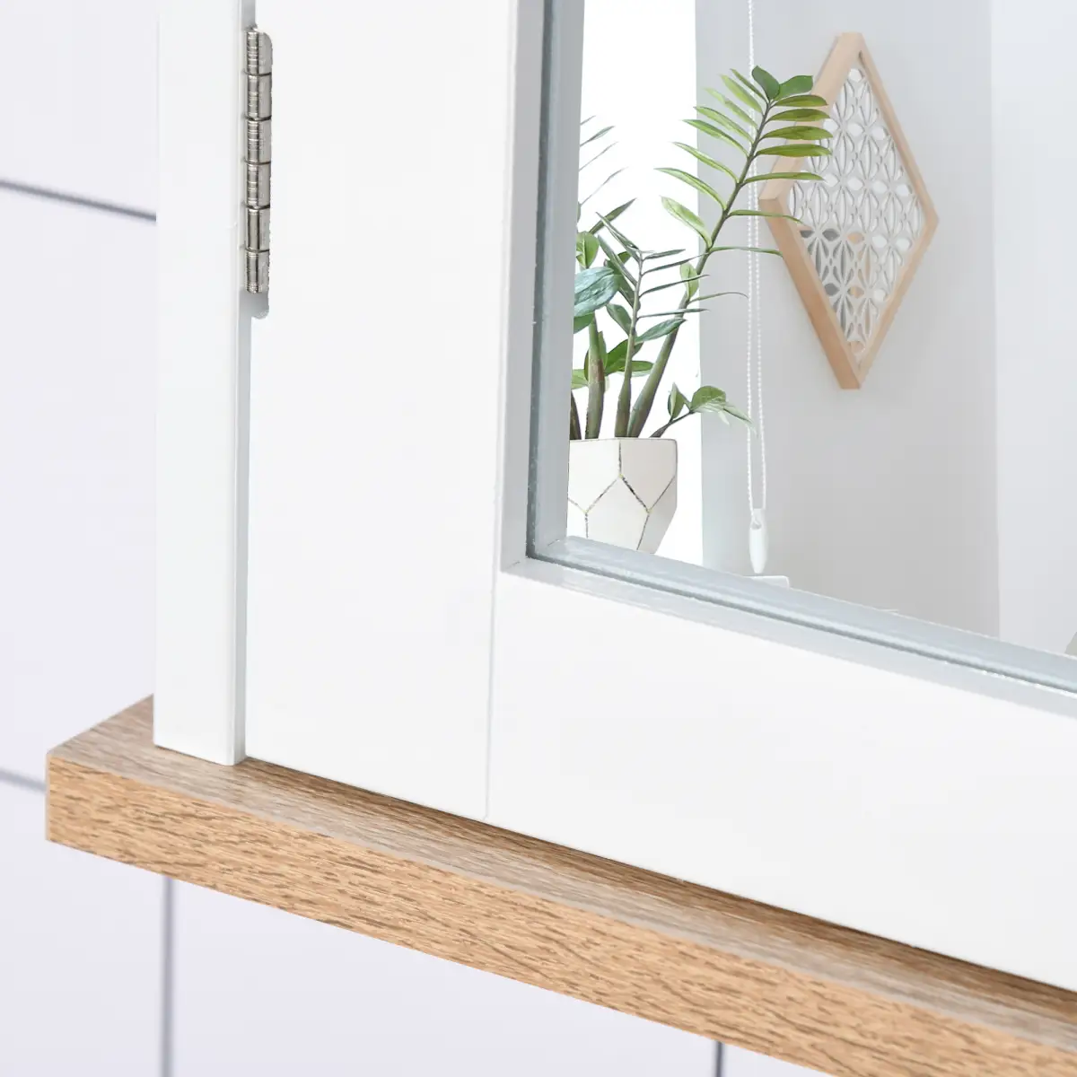 kleankin Bathroom Mirror Cabinet Wall Mounted Storage Cupboard W/ Double Door by Unbranded