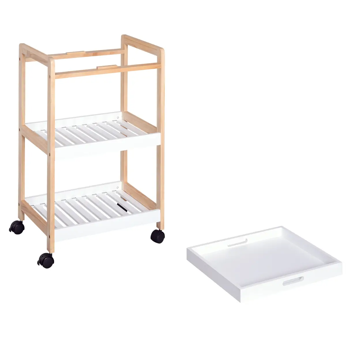 Kitchen Trolley, Bamboo/MDF board, 74.5H cm by HOMCOM