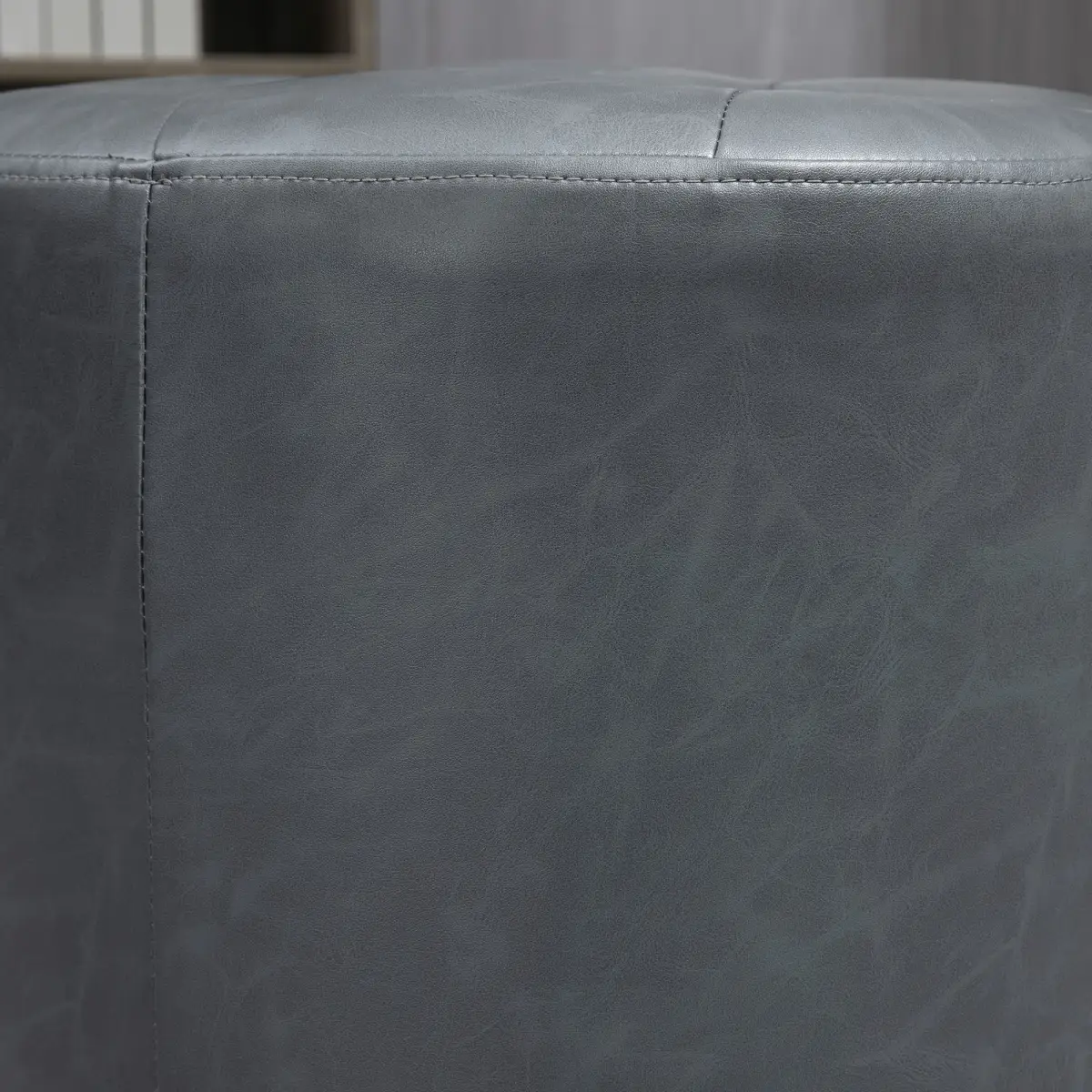 360 Swivel Foot Stool PU Ottoman w/ Thick Padding & Steel Base, Grey by HOMCOM